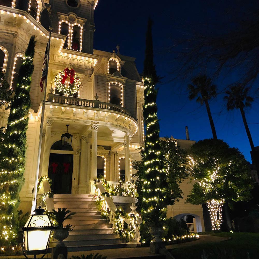 Nighttime Christmas Lights installed by The Christmas Light Pros of Sacramento